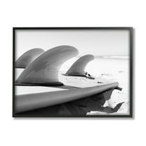 Stupell Industries Surfboard Fins Beach Sports Photography Ocean Coast Photograph Black Framed Art Print Wall Art, Design by Two Smart Blondes