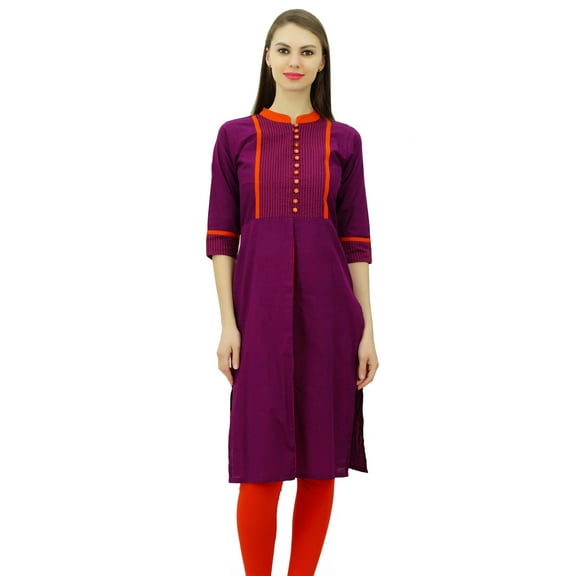 Phagun Women Mandarin Collar Straight Kurti Indian Designer Ethnic Dress