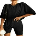 thumbnail image 1 of Crewneck Tops and Biker Shorts Set for Women with Short Sleeves, 1 of 5
