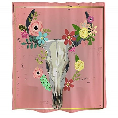 Bull Skull With Flowers Shower Curtain Big Skeletons Decorations