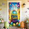 thumbnail image 4 of Easter Door Banner Large 35x72 Inch Spring Easter Door Hanging Decor with Colorful Eggs & Bunnies, Wall Tablecloth Festival Party Decoration, 4 of 5