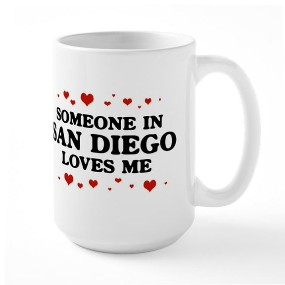 CafePress - Loves Me In San Diego Large Mug - 15 oz Ceramic Large White Novelty Mug