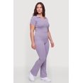 thumbnail image 3 of Women's Plus Size Compression Rib Johnny Collar Short Sleeve Top, 3 of 4