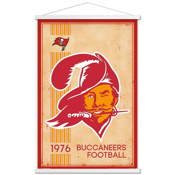 NFL Tampa Bay Buccaneers - Retro Logo 14 Wall Poster with Wooden Magnetic Frame, 22.375" x 34"