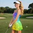 thumbnail image 4 of Psesaysky Womens Square Neck Athletic Dress Sleeveless Colorful Geometry Print Tennis Golf Exercise Mini Dresses Trendy Summer Outfits, Size S, 4 of 5