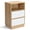 Oak+White, variant on Hassch Two-Drawer Nightstand with Shelf, Modern White Bedside Table, Handleless Design, Space-Saving Storage Solution (15.75"L x 11.81"W x 23.62"H)