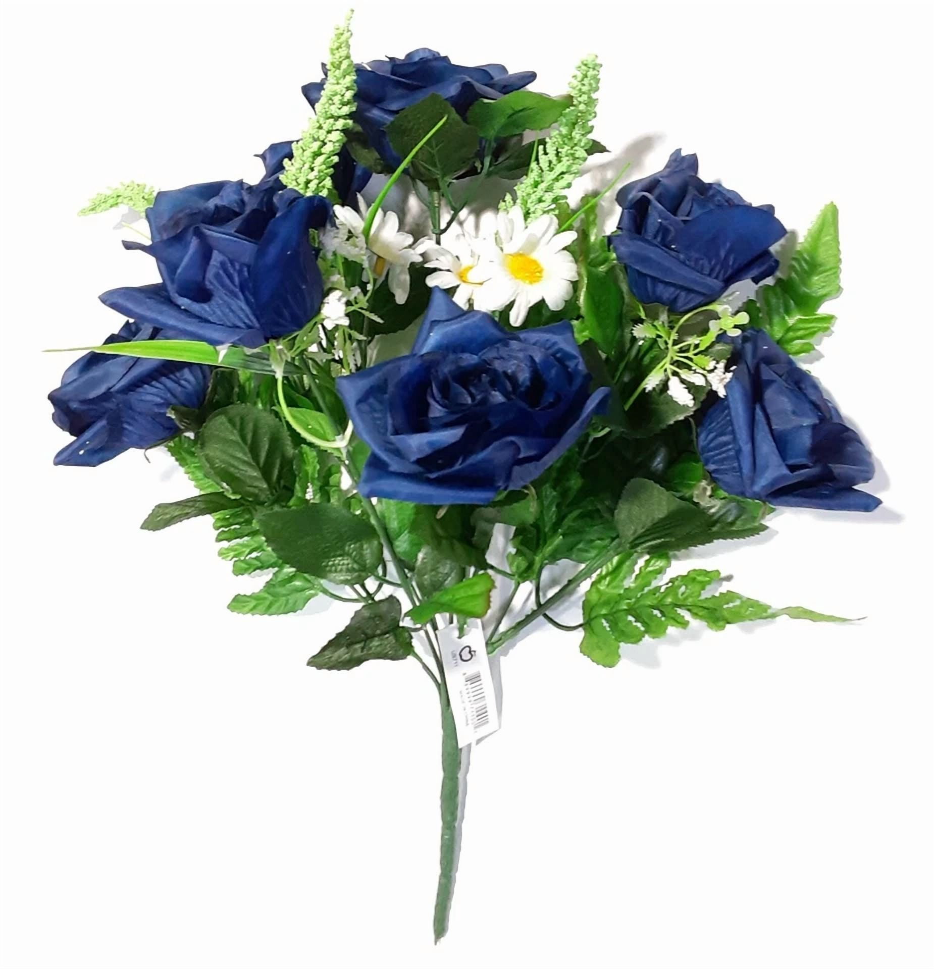 BUTTERFLY- Navy Blue Rose 16" Bush Silk Flower Home Party Craft General In/Outdoor Decor