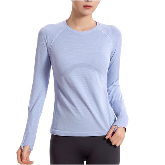 Oplxuo Seamless Workout Shirts for Women Long Sleeve Yoga Tops Sports Running Shirt Breathable Athletic Top Slim Fit