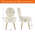 thumbnail image 5 of Furniliving Modern Accent Chairs, Vanity Chair with Gold Legs, Footrest Stool for Living Room, Khaki, 5 of 12