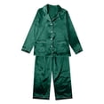 thumbnail image 5 of Sillenn Christmas Pajamas for Family Cute Silk Satin Long Sleeve Button Down Pjs Set Festival Party Plus Size Sleepwear Nightwear Family Christmas Pajamas Matching Lounge Holiday Sets Dark Green L, 5 of 7