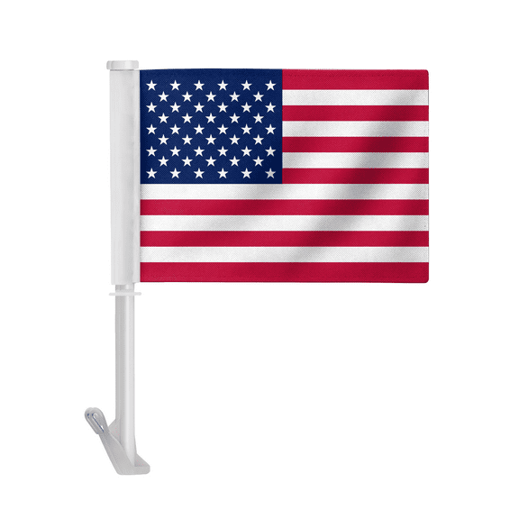 Premium American Flag for car, Double sided USA Car Flag, Polyester, 19" Pole, For Car, Truck, Boat and Vehicle, RV, Highway Rated USA Flag