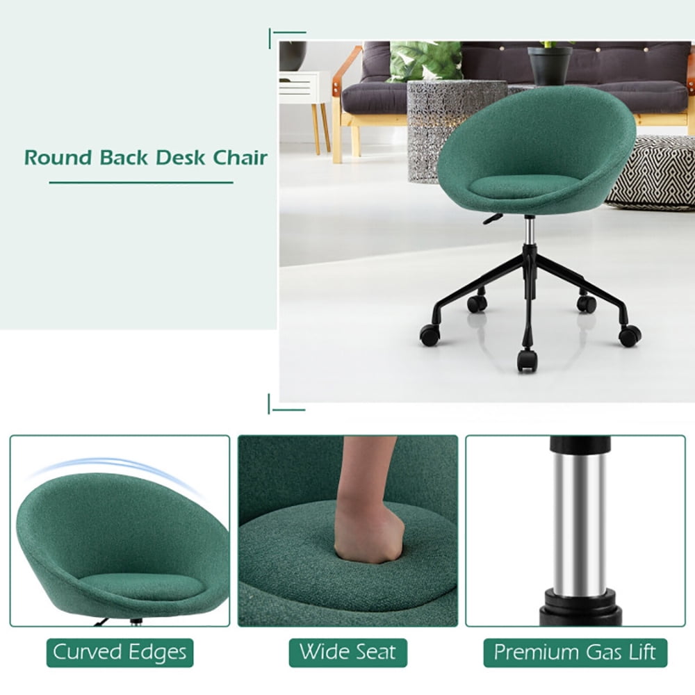 Finihen Swivel Accent Chair, Adjustable Swivel Accent Chair Vanity Chair with Round Back, for Home, Office, Green