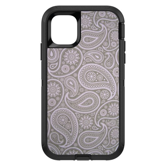 DistinctInk Custom SKIN / DECAL compatible with OtterBox Defender for iPhone 11 (6.1" Screen) - Grey Black Paisley