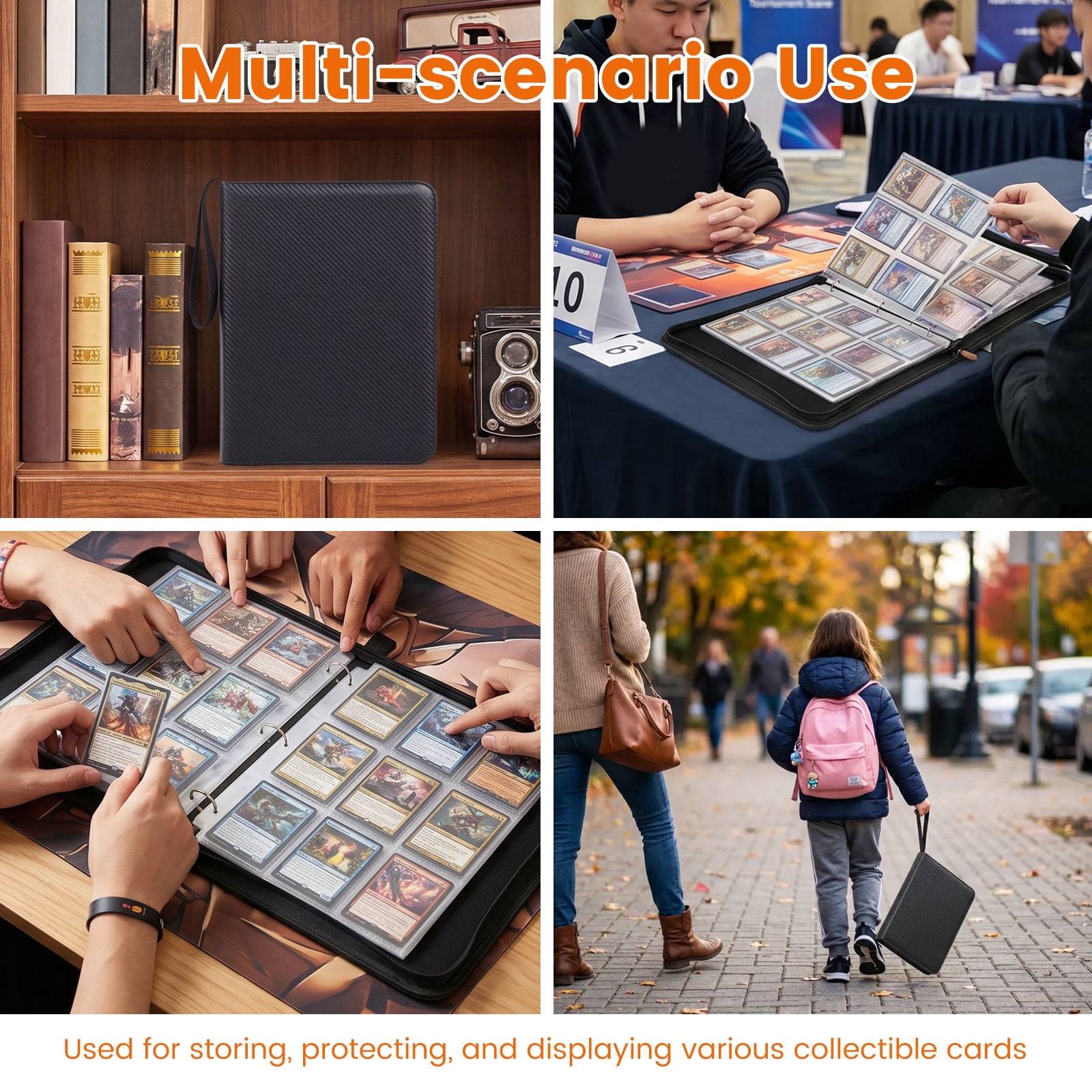 Threns Trading Card Binder, 9 Pocket Card Binder Holds 540 Cards with Double-Sided Sleeves, Premium Zipper Top Loader Card Collection Album, PU Card Folder Holder for MTG, TCG, Baseball, Sports Cards