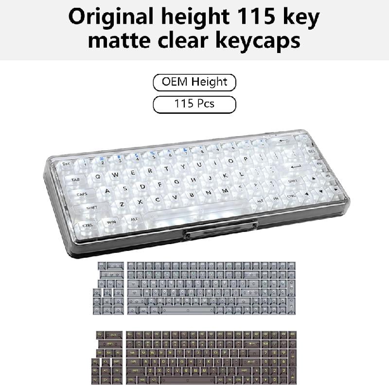 ZPAQI Crystal Transparent PC Keycaps OEM 115 Keys for MX Switcher Keyboards