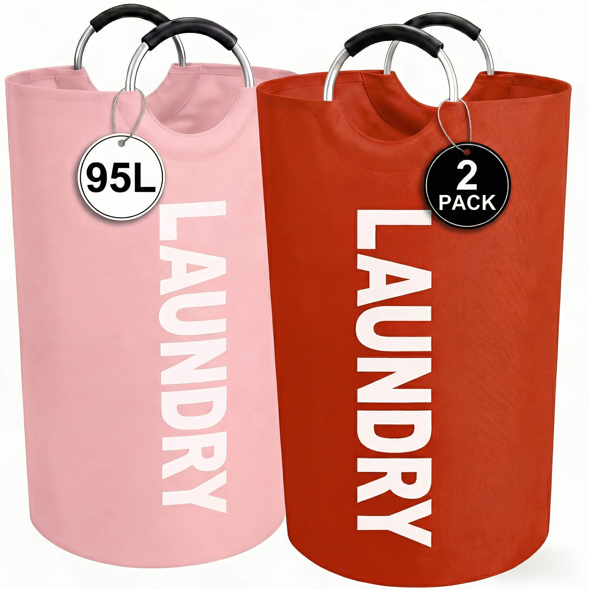 90L Laundry Basket, 2pcs Large Laundry Basket Foldable, Elevated, High Quality With Half Ring Handle Design