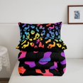 thumbnail image 5 of Manfei Cartoon Rainbow King Size Comforter Sets, Ink Leopard Print Comforters King Size, Black Orange, Black Reversible, 3pcs, 1 Comforter and 2 Pillowcases, 5 of 7