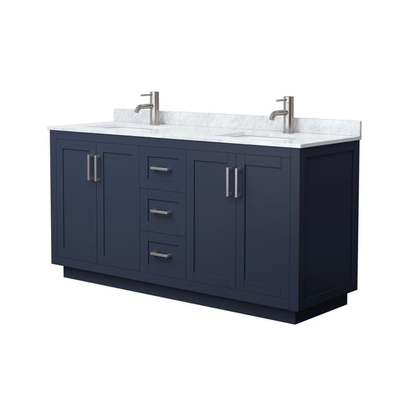 Wyndham Collection Miranda 66" Metal&Wood Double Bathroom Vanity in Blue/Nickel