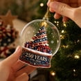 thumbnail image 6 of 250th Anniversary Patriotic Christmas Ornaments, USA Flag Tree Snowflake Snow Globe Holiday Tree Hanging Decor, Commemorative, 6 of 6
