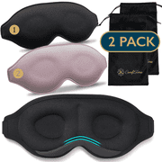 ComfiTime Memory Foam Sleep Mask - 2Pack 100% Blackout 3D Eye Mask for Sleeping, Eye Covers for Men & Women, Contour Blindfold with Nose Baffle for Adult, Soft Travel Eye Blinders Night Mask