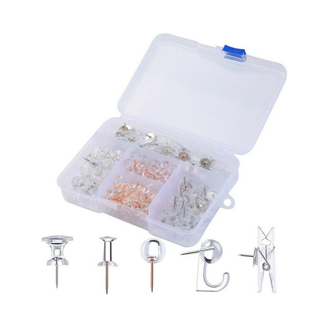Freer Piquet à Pousser Petite Grosse Tête Piquet Facile à Épingler Piquet de Tableau Léger Clous Muraux Photo Résistants à l'Usure Réutilisables Fournitures de Bureau Transparet/125 Pcs