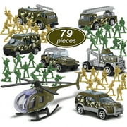 TOY Life Army Men Toys for Boys, Toy Soldiers Army Toys Plastic Green Army Men Army Action Figures Military Toys, Die Cast Metal Military Vehicles with a Bag Toy Helicopter, Halloween Prizes for Kids