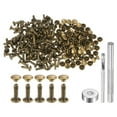 thumbnail image 1 of Unique Bargains 100 Ensembles de Rivets en Cuir 10 x 6mm Métal avec 3 Outils de Posage, Bronze, 1 of 7