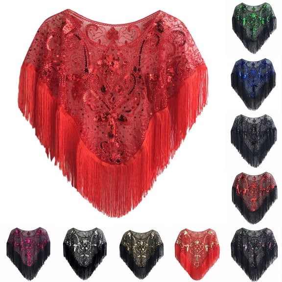 jiaxiM Shawls for Women 1920s Beaded Shawl Wrap for Women, Sequin Fringe Evening Cape, Flapper Cover Up for Party, Wedding, Gatsby