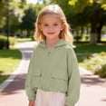 thumbnail image 2 of enyan Girls Zip Up Cropped Windbreaker Jacket Hooded Cargo Lightweight Outerwear(Green,10-11 Years), 2 of 6