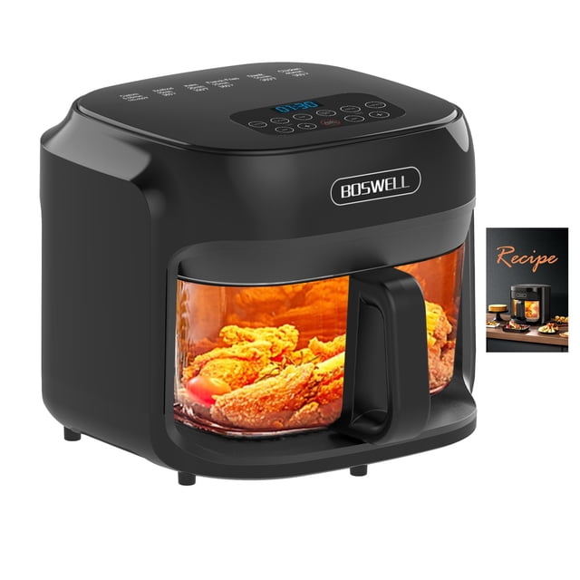 Freidora de aire BOSWELL de 7.5 qt con recipiente de vidrio y control de temperatura
