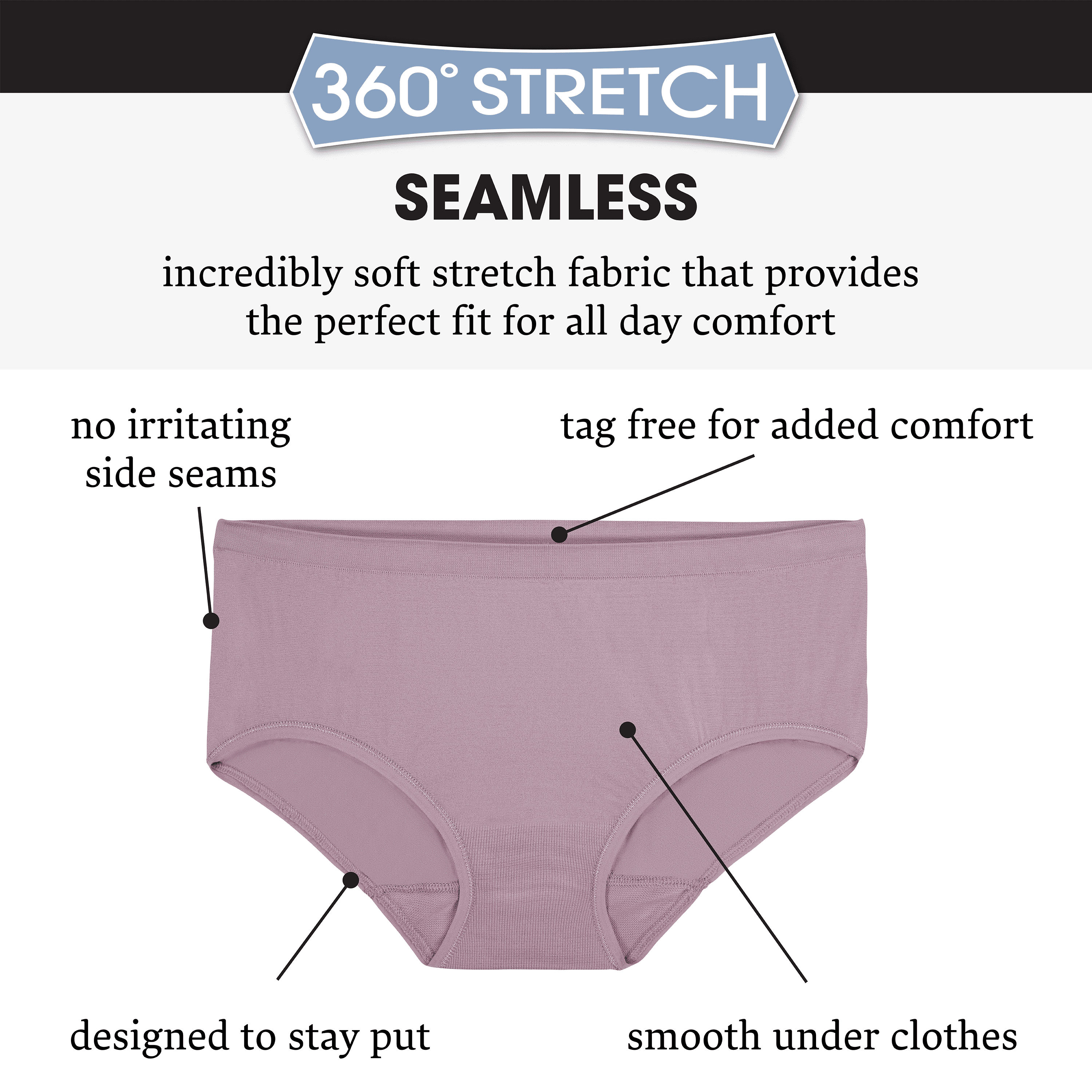 Fruit of the Loom Women's 360 Stretch Seamless Bikini Underwear