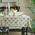 thumbnail image 3 of French tablecloth rectangular - plant-style floral printed jacquard fabric dining table, decorated with retro green flowers, 3 of 9