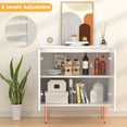thumbnail image 2 of Sideboard Buffet Cabinet, Kitchen Storage Cabinet with Fluted Waveform Doors and Adjustable Shelf, Buffet Cabinet with Storage for Living Room, Dining Room, Hallway, White, 2 of 8