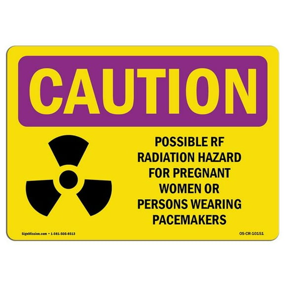 SignMission OS-CR-A-1218-L-10151 12 x 18 in. OSHA Caution Radiation Sign - Possible RF Radiation Hazard with Symbol