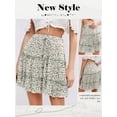thumbnail image 7 of Nlife Women Floral Print Ruffle Design High Waisted Drawstring A-Line Mini Skirt, 7 of 7