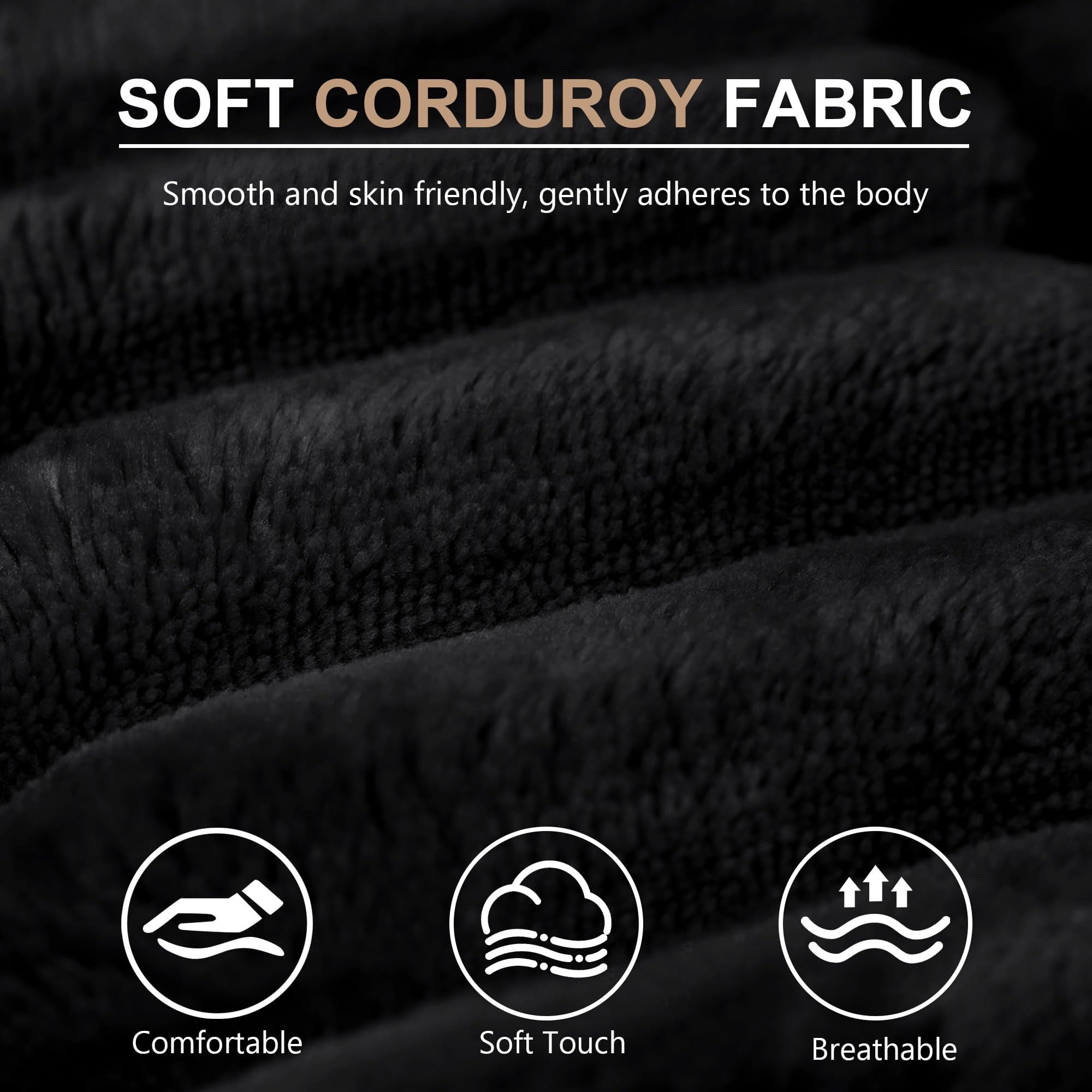 Aukfa 73" Chaise Futon Convertible Sofa Bed Boneless Couch, 2 Pillows&Side Pockets, Queen Size, Corduroy, Black