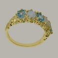 thumbnail image 4 of LBG British Made 14k Yellow Gold Natural Aquamarine & Opal Womens Eternity Ring - 33 size options - Size 7, 4 of 8
