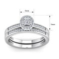 thumbnail image 5 of SuperJeweler 1/4 Carat Pave Oval Shape Halo Diamond Bridal Set in Sterling SilverFor Women, 5 of 6