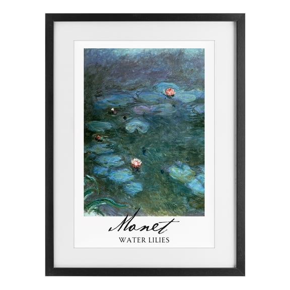 Stupell Industries Monet Water Lilies Black Framed Print Under Glass, design by Vintage Hustle
