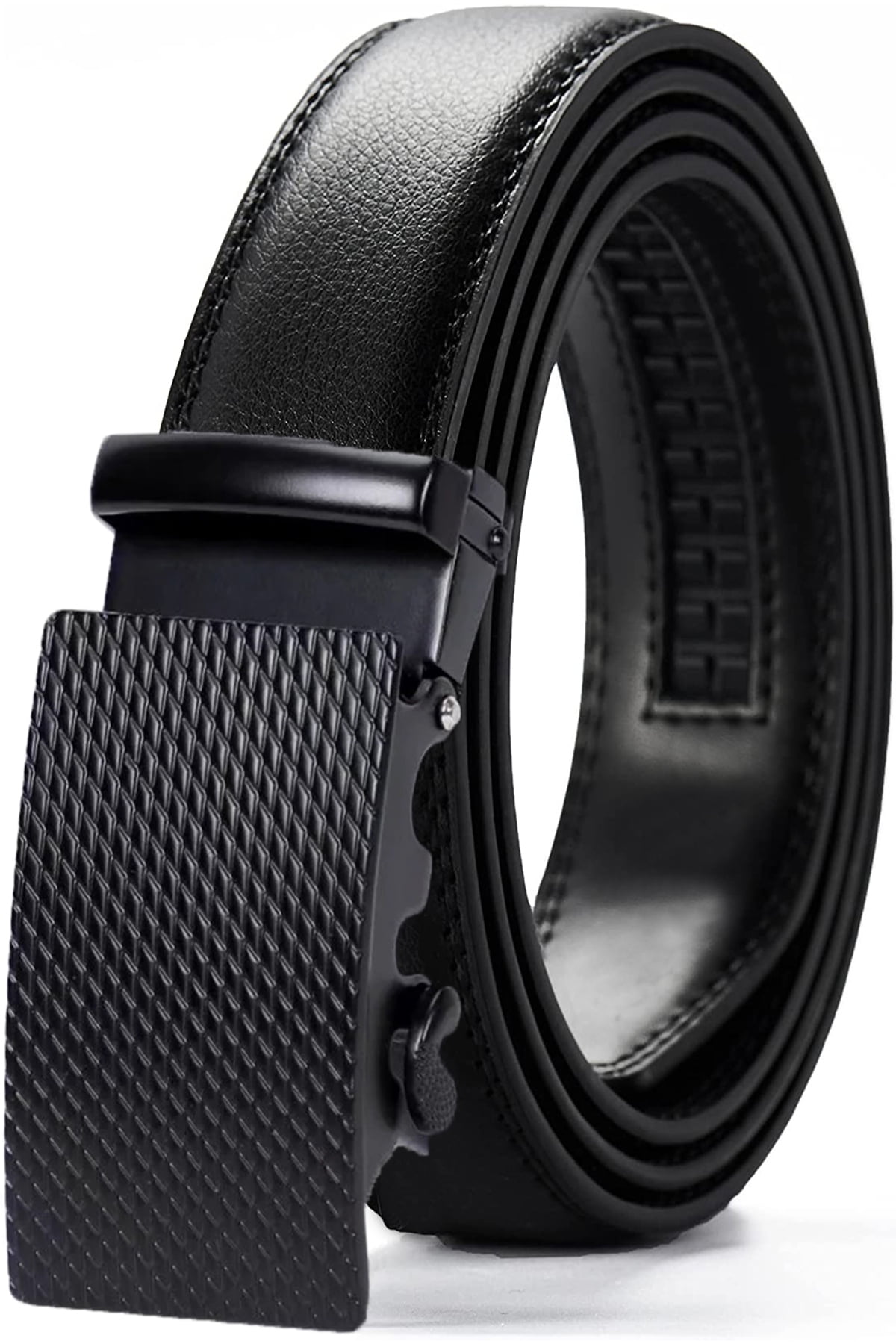 Men's Leather Belt Ratchet Dress Belt with Automatic Buckle Size 132 to 183cm 