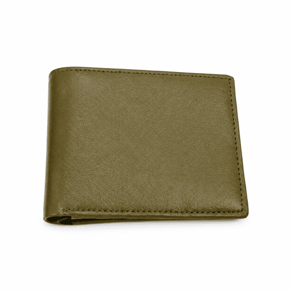 AlKhalil - Olive Green Men’s Bifold Leather Wallet – Slim Classic Design with Multiple Card Slots