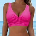 thumbnail image 2 of TOWED22 Women Swimsuit Bikini Top Wrap Self Tie Bathing Suit with Fixed Wide Straps Hot Pink,M, 2 of 6