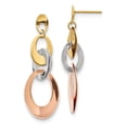 thumbnail image 1 of FB Jewels Leslie's 14K Tri Color Gold Polished Dangle Post Earrings, 1 of 3