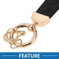 thumbnail image 3 of Unique Bargains 1 Set Car Keychain Universal Key Chain with Ring for Key Fobs for Women Faux Leather Black Gold Tone, 3 of 6