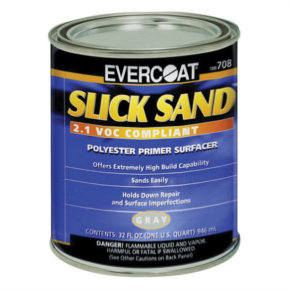 Fibre glass Evercoat SLICK SAND 100708 Extra High-Build Polyester Primer Surfacer, 1 qt Round Can, Gray