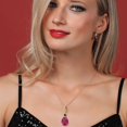 thumbnail image 4 of 925 Silver and 10K Yellow Gold Red Created Ruby and Black Onyx and Lab Grown Diamond Pendant Necklace for Women | 13.34 Cttw | Gemstone July Birthstone | Pear Shape 18X13MM | With 18 inch Chain, 4 of 6