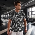 thumbnail image 3 of Wukai Seamless Pattern With Skulls Print Men's Short-Sleeved Mesh T-Shirt,Quick-Dry Short Sleeve Workout T-Shirt-4X-Large, 3 of 8