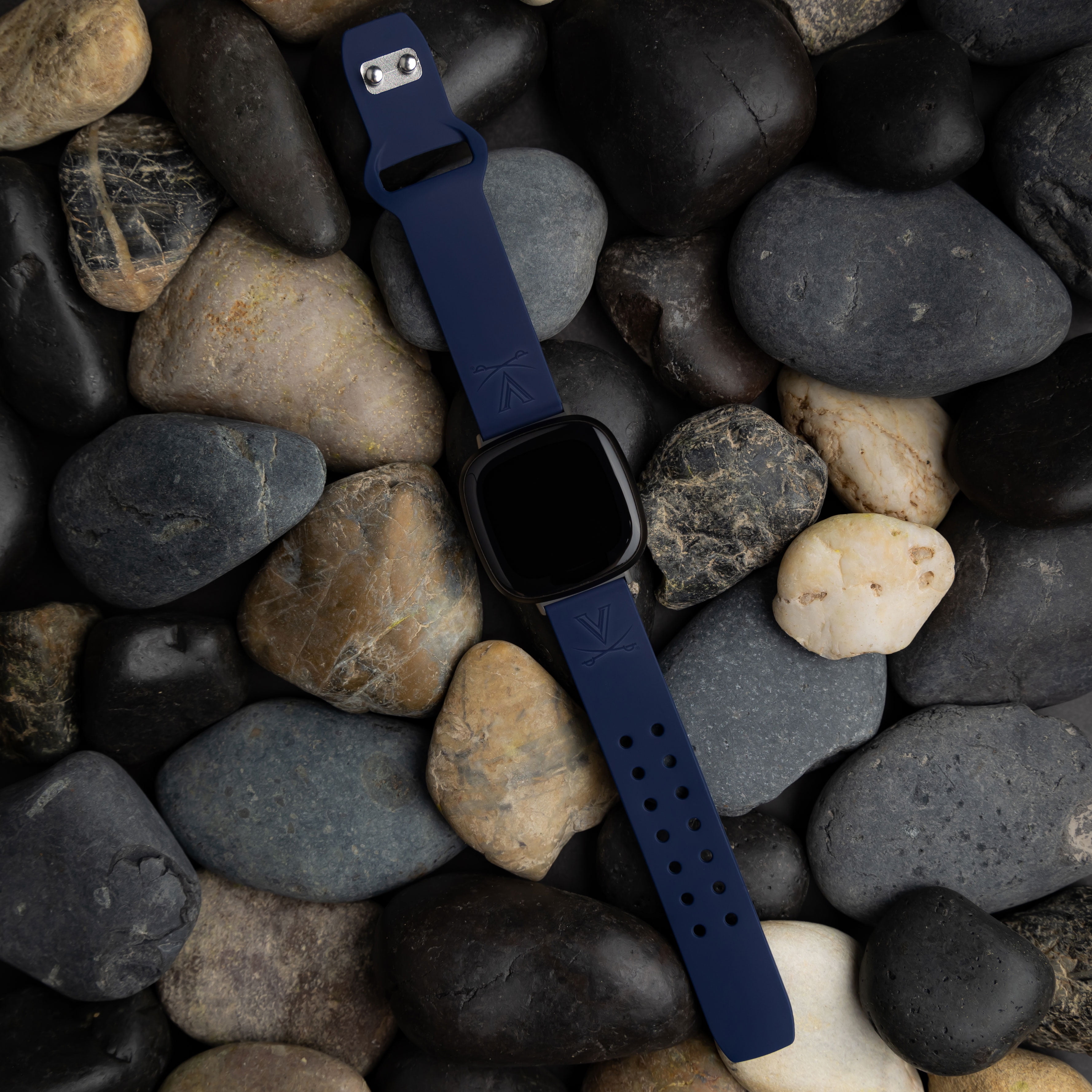 Mississippi Engraved Silicone Unisex Watch Band for Fitbit Versa 3 and Sense (Navy) by Affinity Bands