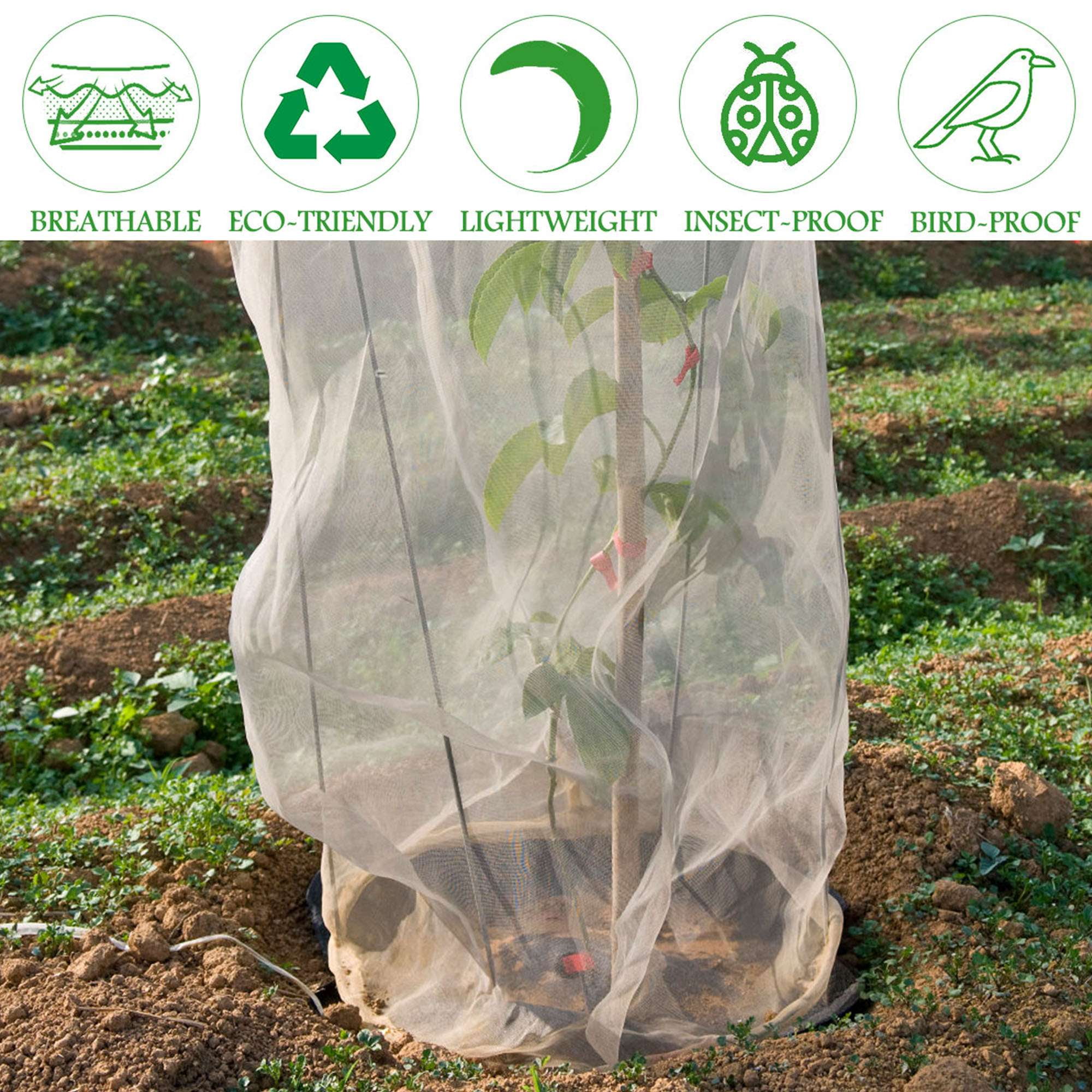 Spencer 5.9ftx5.9ft Large Fruit Tree Netting Bags Bird Netting for Garden Protection with Zipper and Drawstring, Garden Netting from Squirrels and Birds Other Animals for Cherry Apple Tree