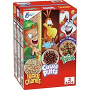 General Mills Cereal Kid Variety Pack, Lucky Charms, Trix, Cocoa Puffs, 38.5 oz